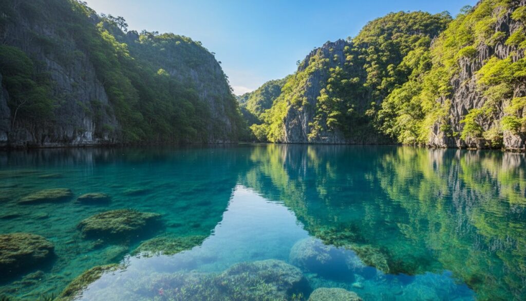 explorez le lac kayangan, joyau aux eaux cristallines situé sur l'île de coron aux philippines, une destination incontournable pour les amoureux de la nature et de la beauté authentique.