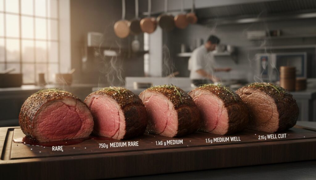 Guide complet du temps de cuisson au four pour un rôti de bœuf de 500 g à 2 kg : du rosé au bien cuit